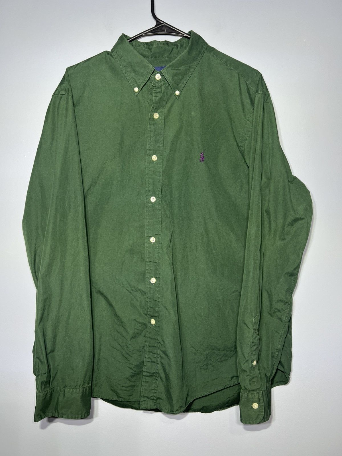 Polo Ralph Lauren Polo Ralph Men's Button Down XL Dark Kelly Green Purple Logo Size US XL / EU 56 / 4 - 2 Thumbnail