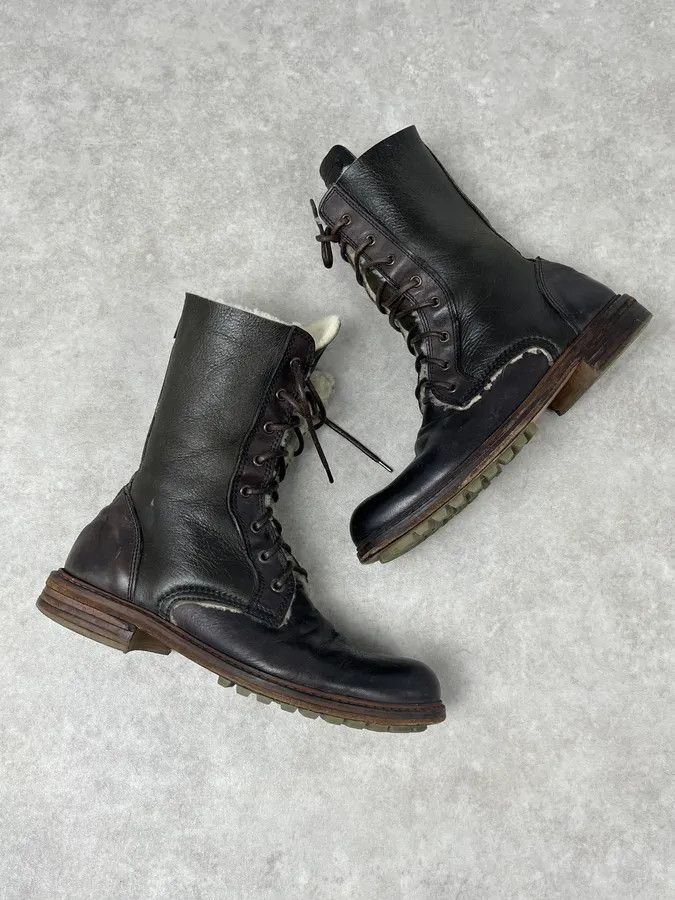 Dolce & Gabbana Dolce & Gabbana Brown Leather Lace-Up Boots Shearling-Lined Size US 8 / EU 41 - 3 Thumbnail