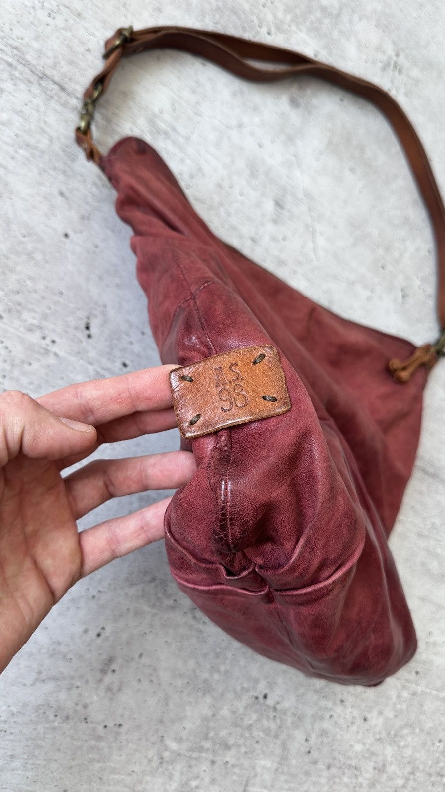 A.S.98 AS98 Leather Hobo Bag Foldover Large Slouchy Tote Oxblood Size ONE SIZE - 5 Thumbnail