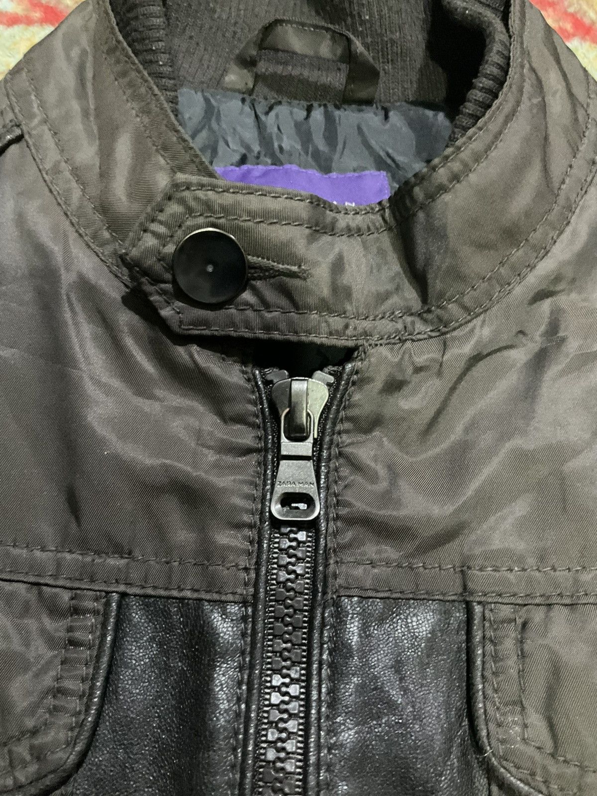 Zara Vintage Jacket with Half Leather Sleeves Size US L / EU 52-54 / 3 - 3 Thumbnail