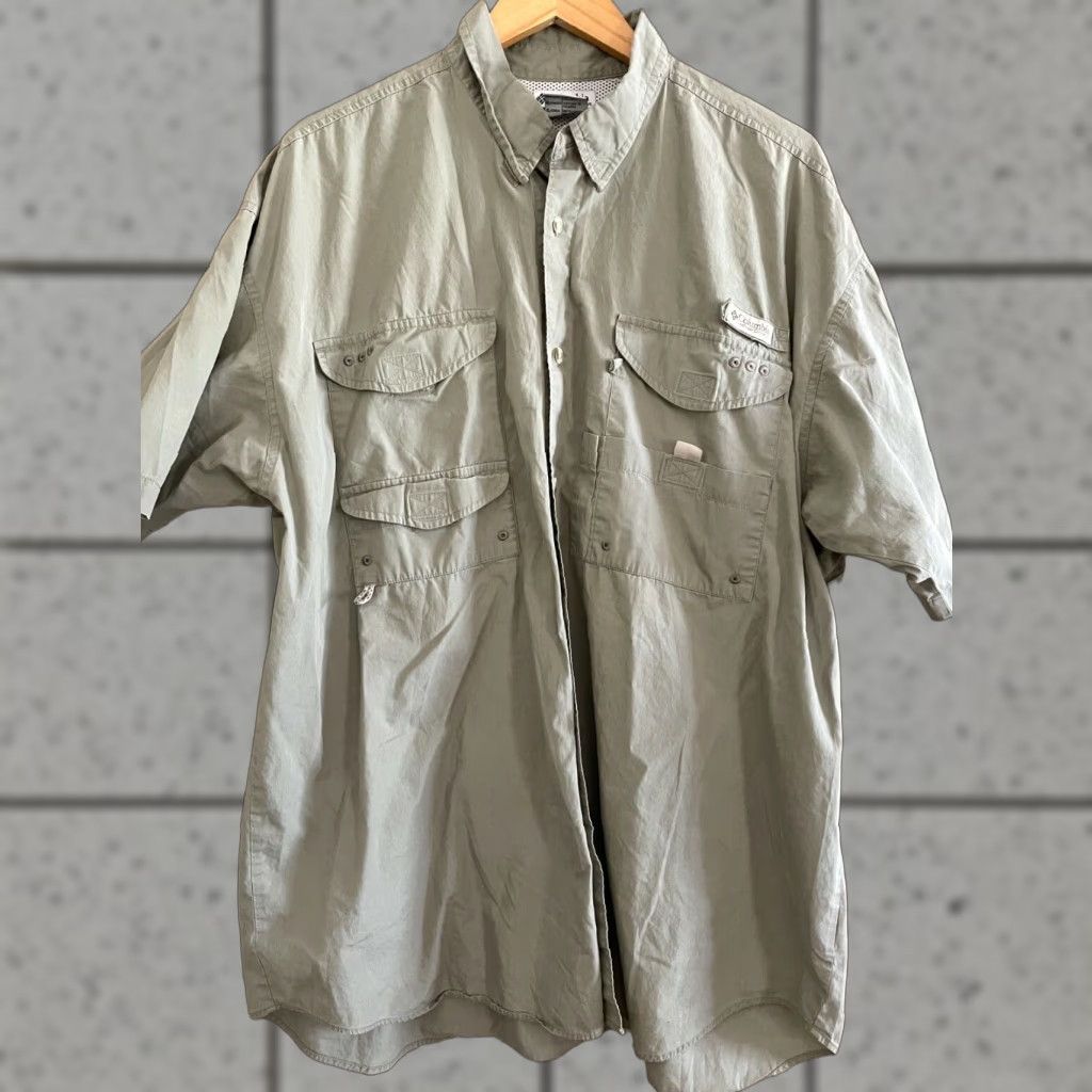 Vintage Columbia Fishing Shirt Men XL Tan Short Sleeve Pockets Vented PFG Button-Up Size US XL / EU 56 / 4 - 1 Thumbnail