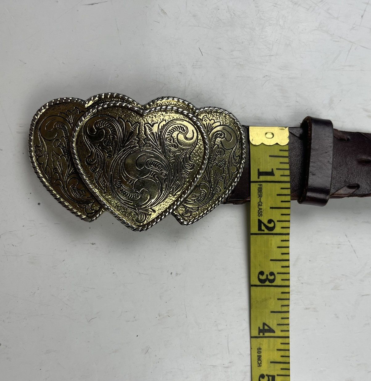 Japanese Brand big buckle studded leather belt tc33 Size 36 - 5 Thumbnail