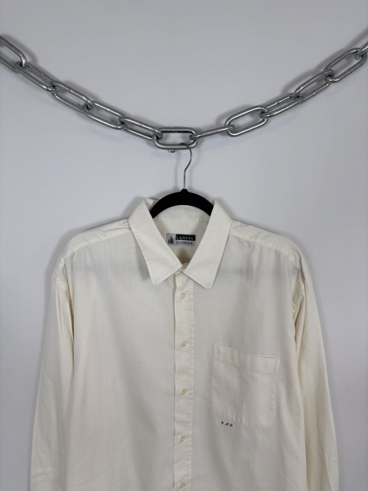 Lanvin Lanvin Classique Vintage Men’s Herringbone Button Up Shirt Size US XXL / EU 58 / 5 - 2 Thumbnail