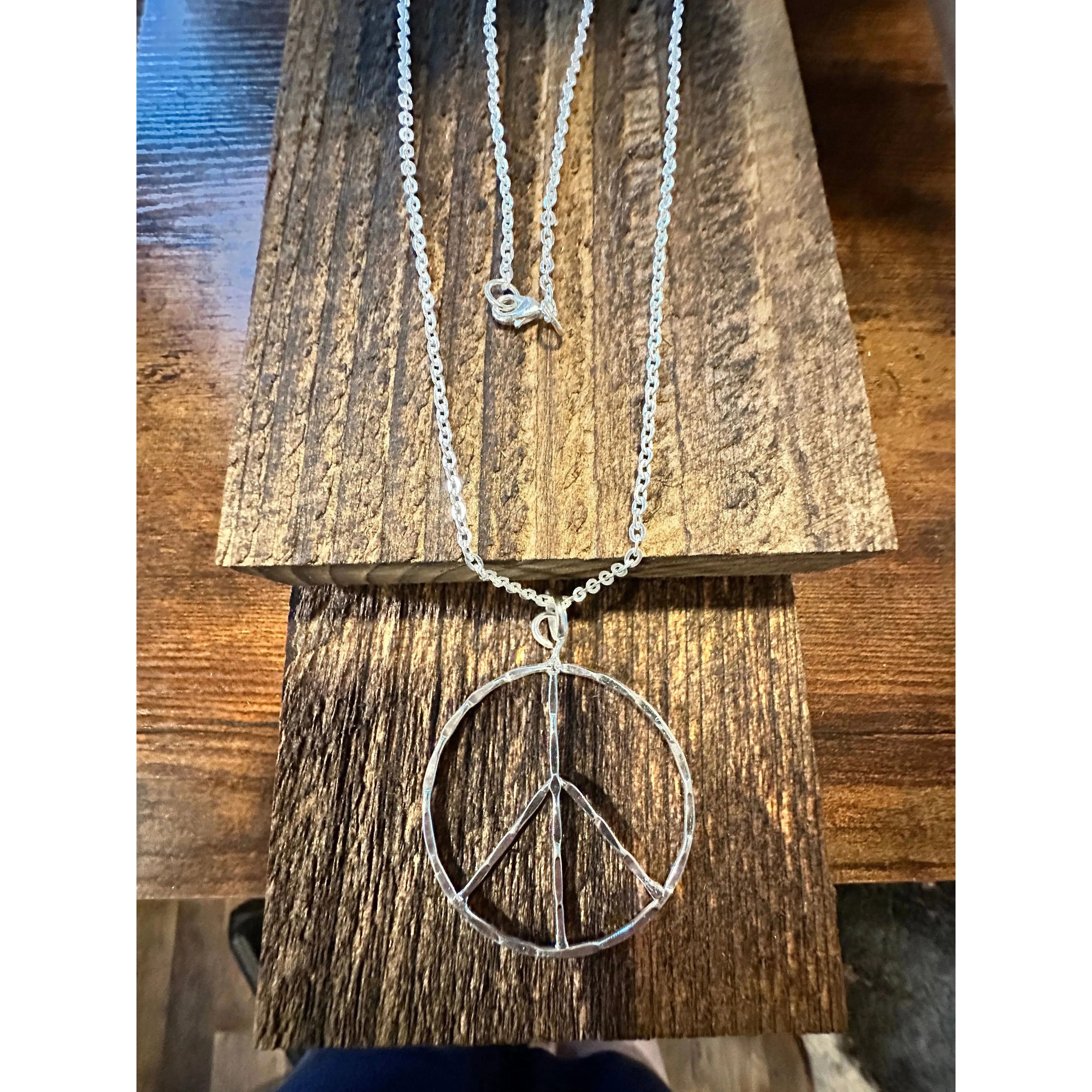 Other Handmade Artesian Hippie Silver Plated Peace Sign Necklace C Size ONE SIZE - 2 Thumbnail