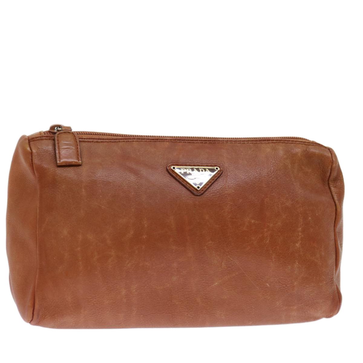 image of Prada Pouch Leather Brown Auth Bs12821, Women's