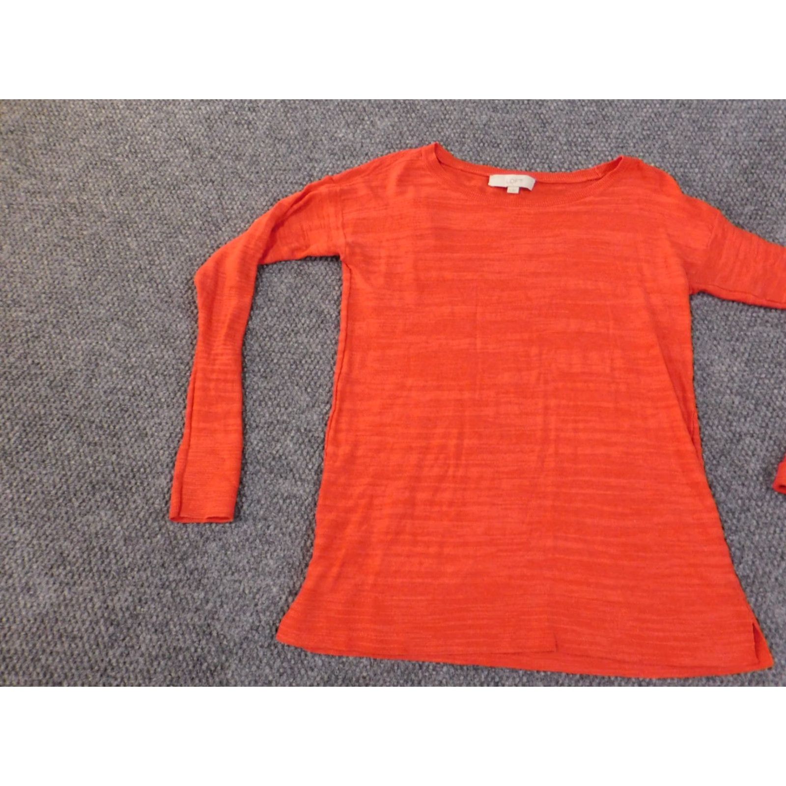 Loft LOFT Sweater XS Orange Pullover Roundneck Womens Cotton Viscose Geometric Modern Regular Knit Rib Size XS / US 0-2 / IT 36-38 - 3 Thumbnail