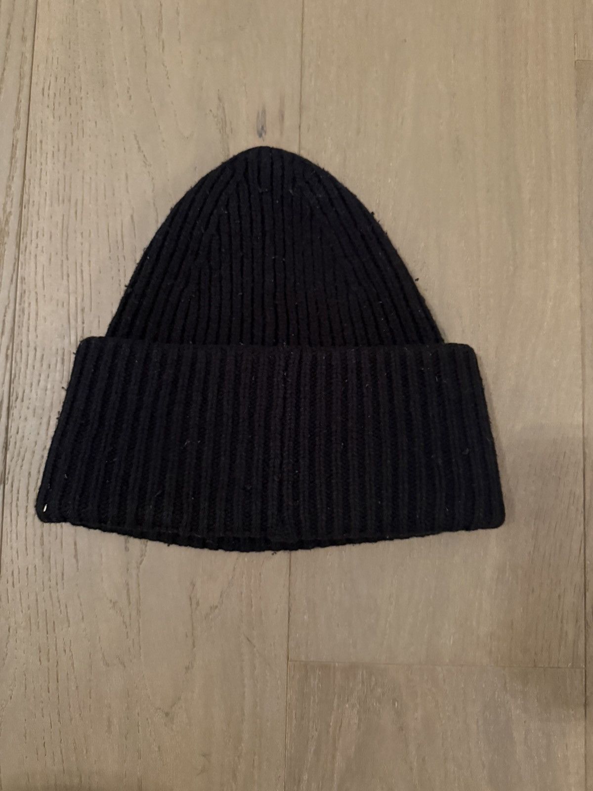 Acne Studios Acne Studios Black Face Logo Ribbed Beanie Size 36 - 3 Thumbnail