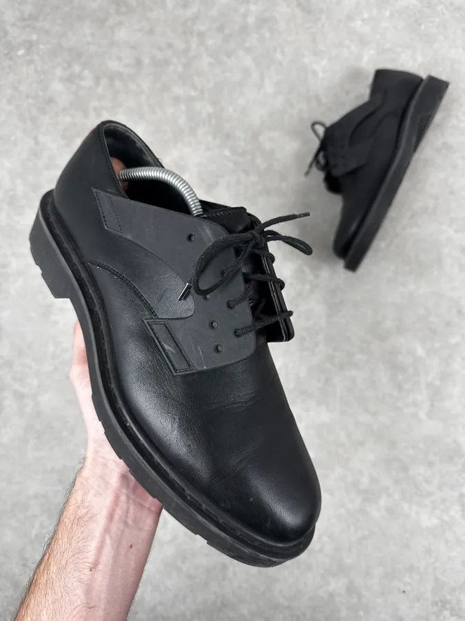 Alexander McQueen Alexander McQueen Black & Red Bloody Abstract Derby Leather Shoes Size US 12 / EU 45 - 1 Thumbnail