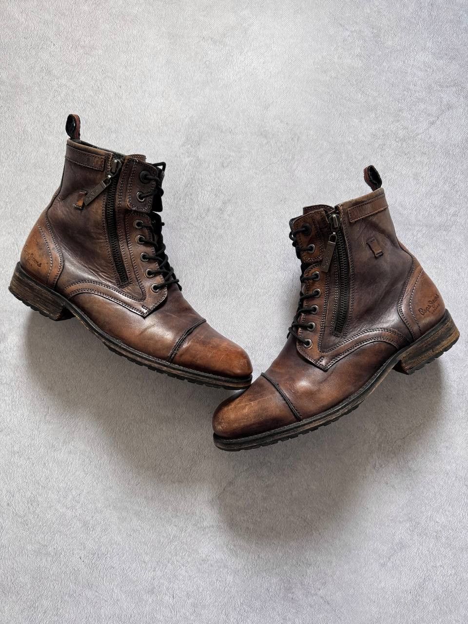 Pepe Jeans Pepe Jeans Distressed Leather Combat Boots Brown Size US 10 / EU 43 - 1 Thumbnail