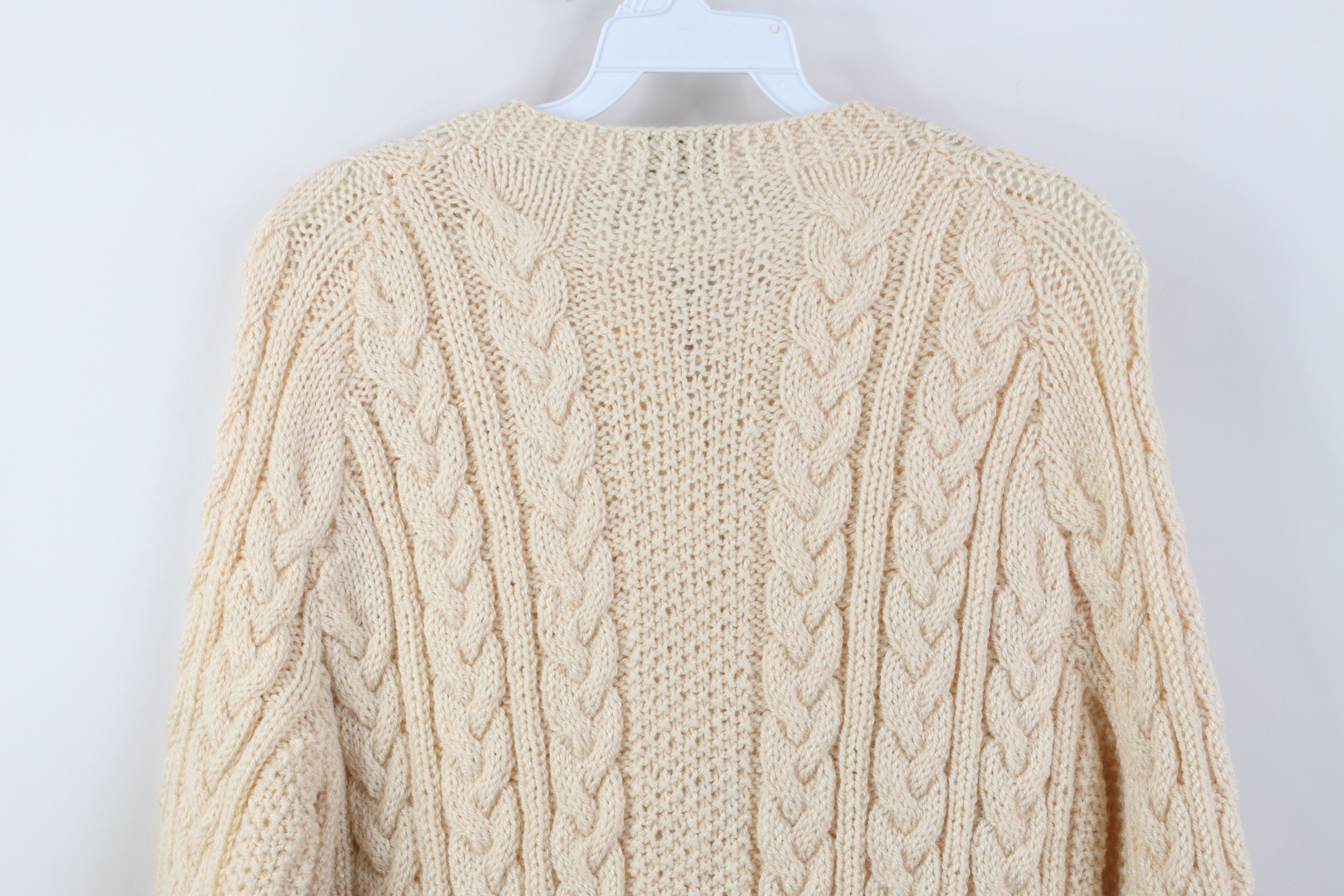 Vintage Vintage 60s 70s Chunky Cable Knit Fisherman Cardigan Sweater Size M / US 6-8 / IT 42-44 - 10 Thumbnail