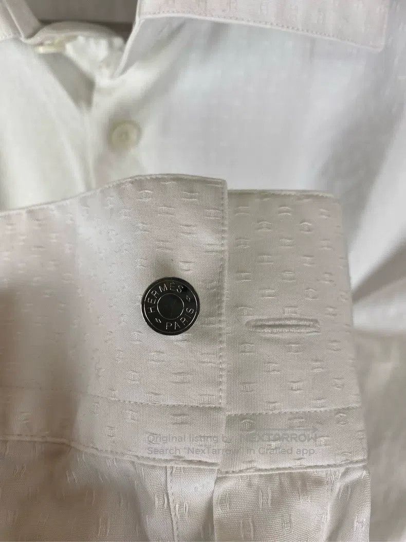 Hermes Hermes size 39 Pure White Cotton Dark Pattern Logo Long Sle Size US M / EU 48-50 / 2 - 5 Thumbnail