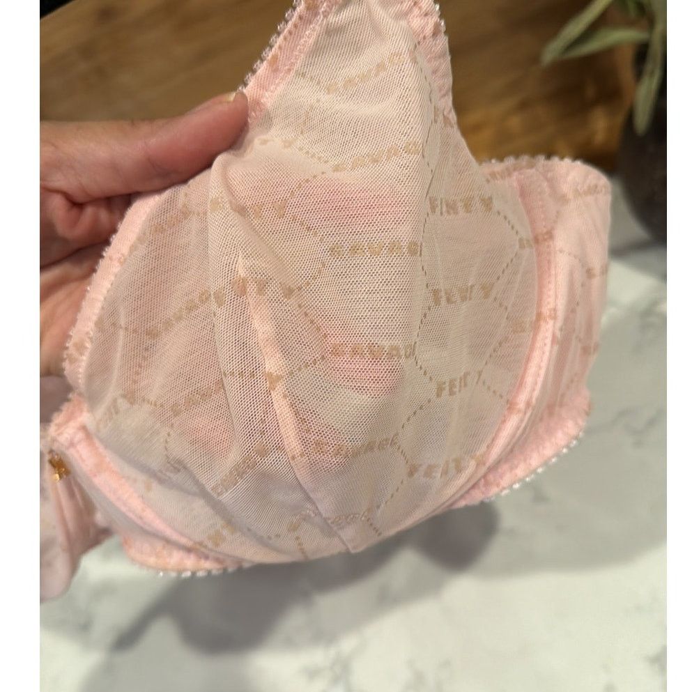 Other Savage x Fenty flocked logo pink sheer wire bra size 36D Size ONE SIZE - 3 Thumbnail