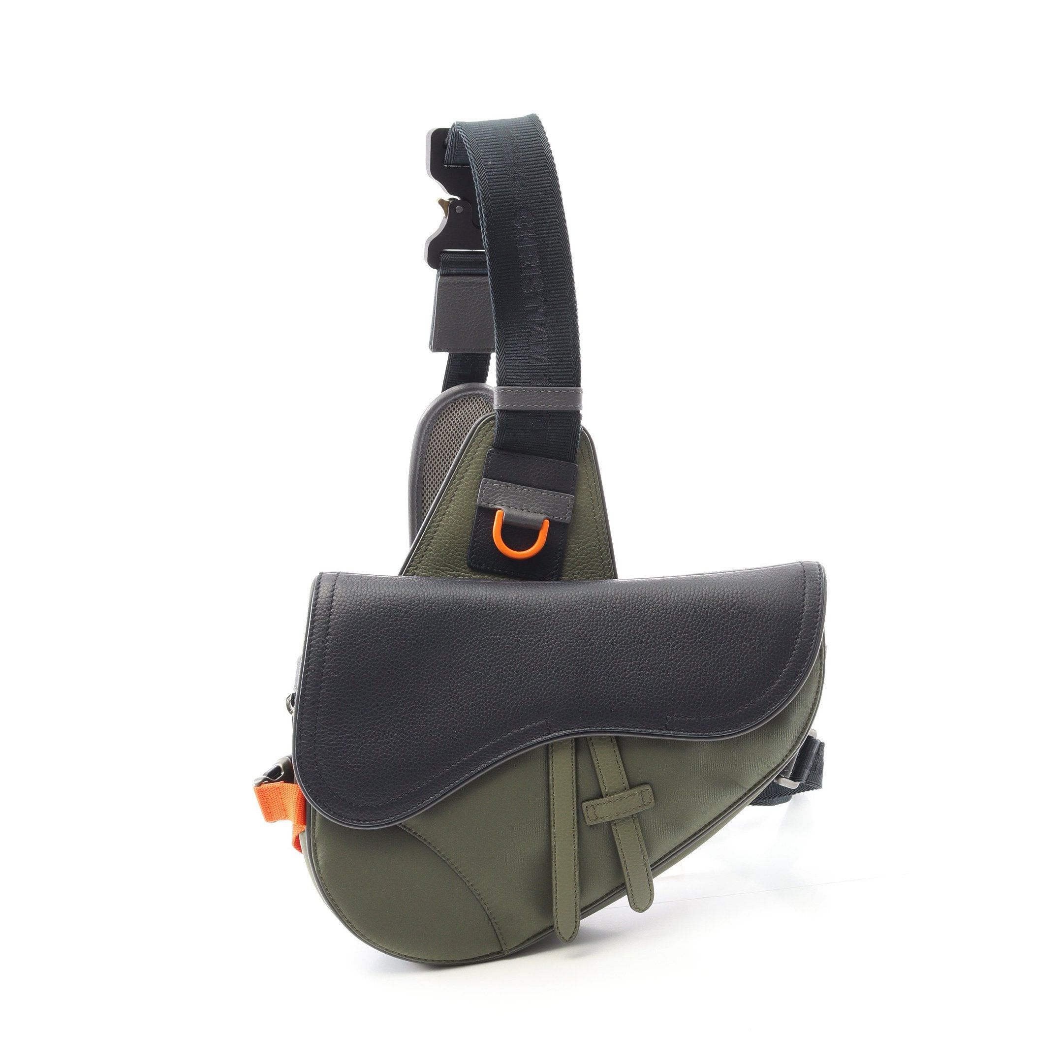 Dior Dior Christian Dior * Sacai Saddle Mini Bag Body Nylon Leather Khaki Green Dark Navy Size ONE SIZE - 1 Thumbnail
