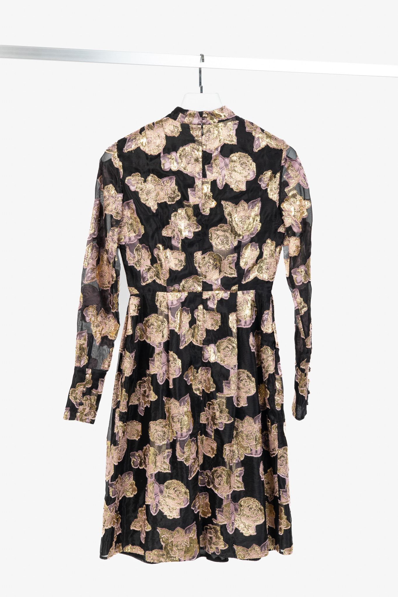 Erdem Erdem Effie Black Metallic Floral-Fil Coupe Organza Dress Size S / US 4 / IT 40 - 2 Thumbnail