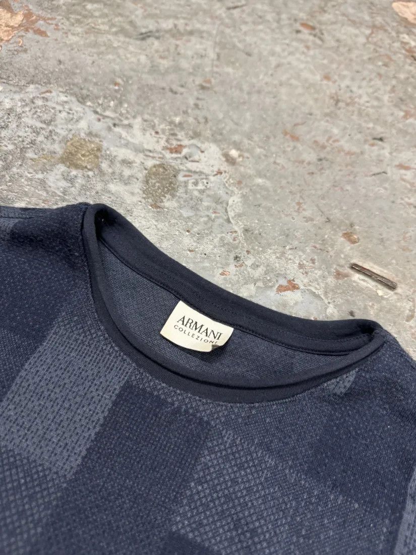 Armani Collezioni × Designer × Vintage Armani Collezioni Navy Gradient Squared Longsleeves Sweater Size US S / EU 44-46 / 1 - 8 Thumbnail