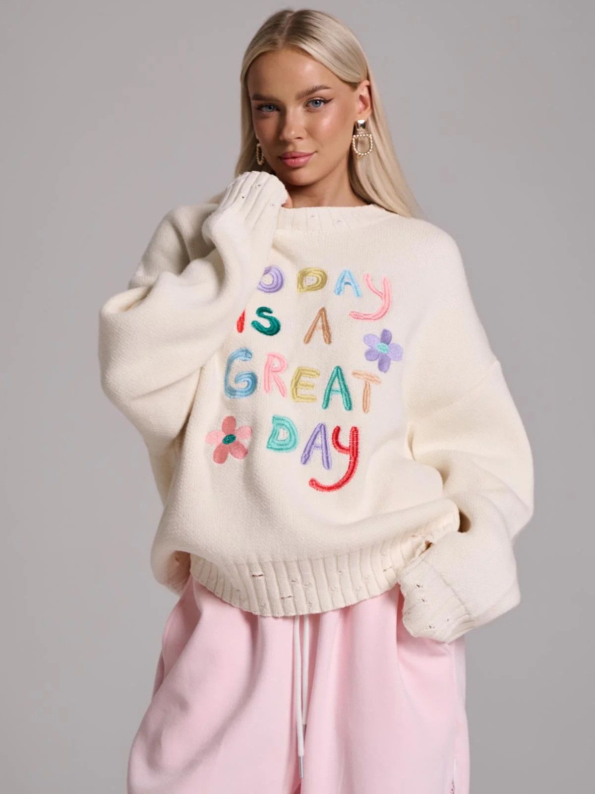Other women's loose letter embroidered sweater Size M / US 6-8 / IT 42-44 - 1 Thumbnail