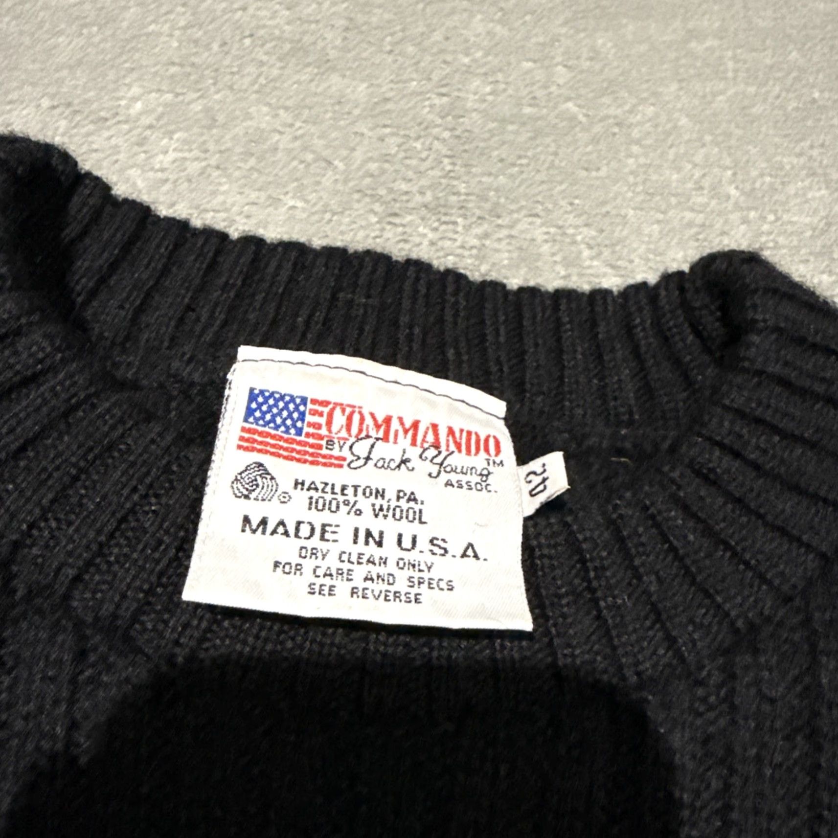 Commando VINTAGE Commando by Jack Young Mens Sweater Wool Ribbed Elbow Patch USA Size 42 Size L Black Crew Neck Knit Pullover Regular Military Army USA Men"} Size US L / EU 52-54 / 3 - 3 Thumbnail