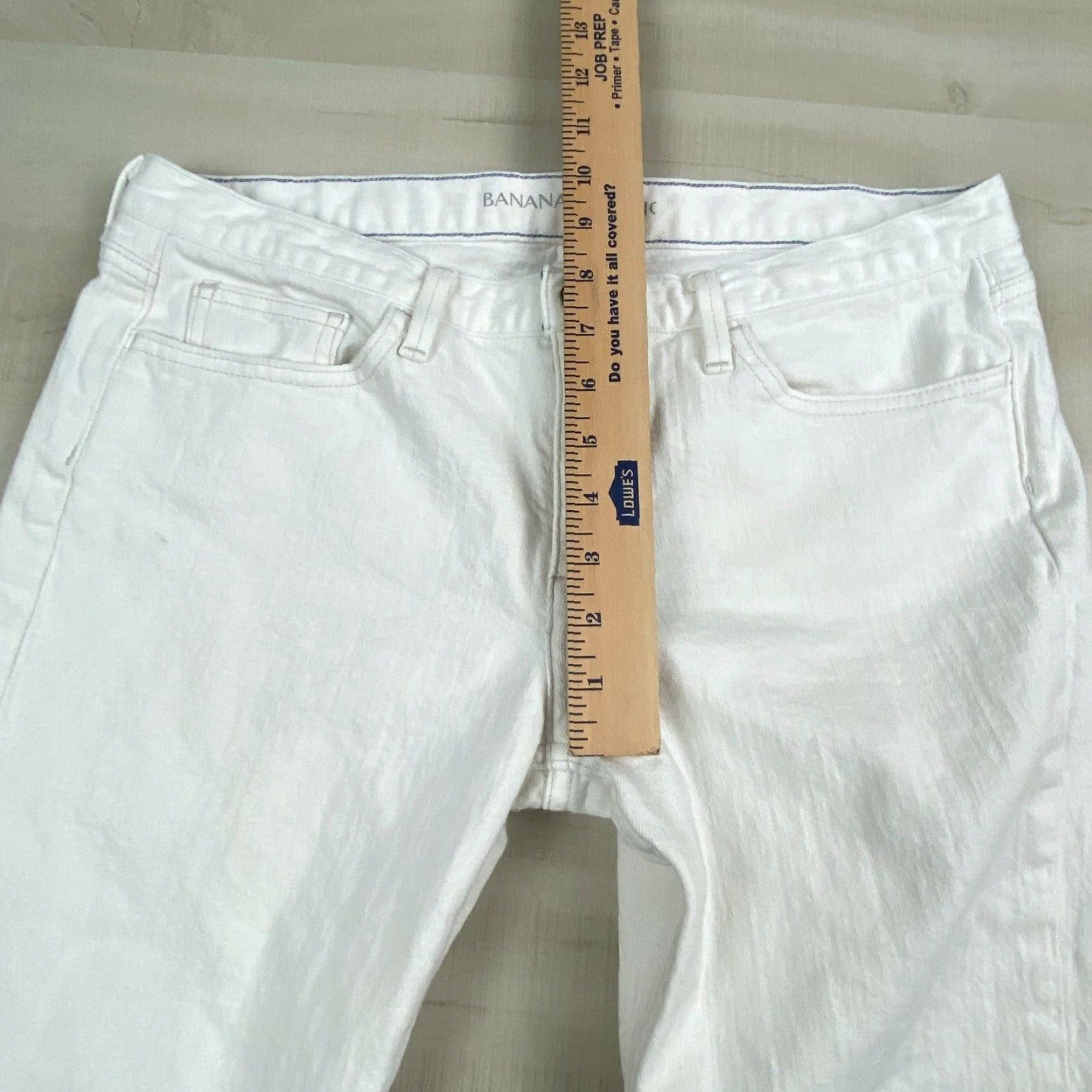 Banana Republic Banana Republic Womens Straight Leg Stretch Jeans White Denim 32 Waist Low Rise Size 24" / US 00 / IT 34 - 6 Thumbnail