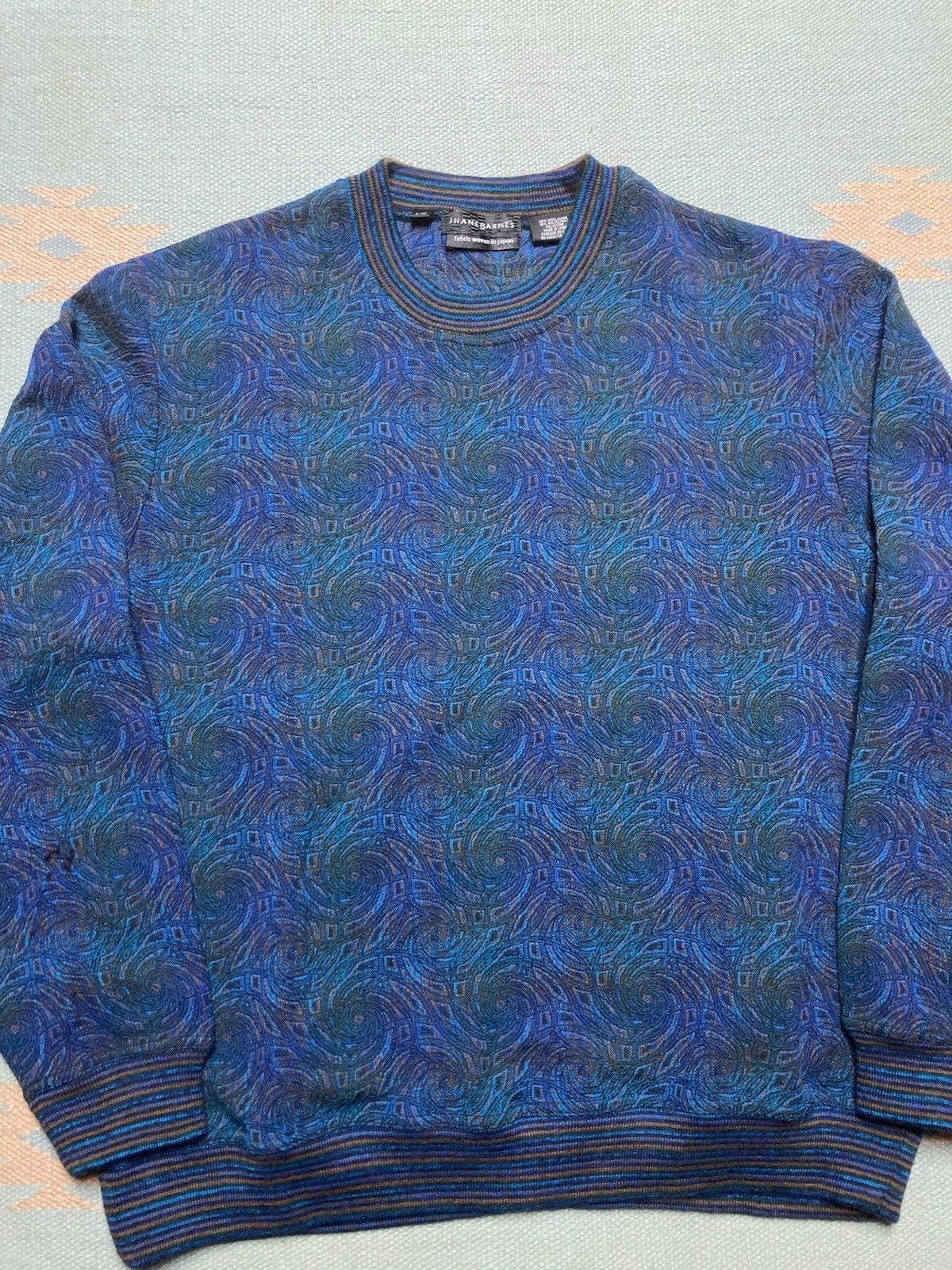 Vintage Jhane Barnes crewneck sweater shirt abstract fractal wool L Size US L / EU 52-54 / 3 - 2 Thumbnail
