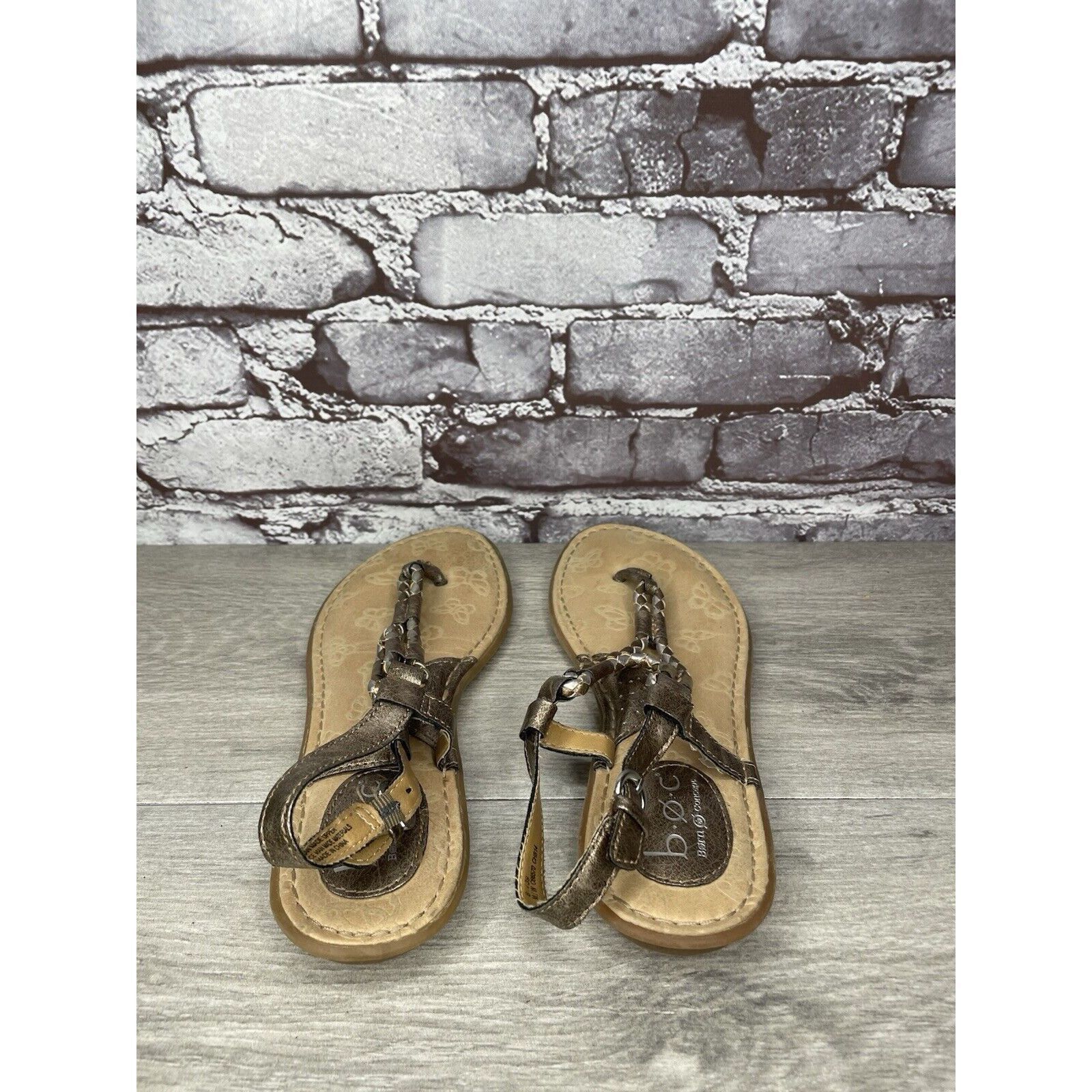 Born BOC Born Concept Bronze Metallic Leather Braided Thong Sanda Size US 8 / IT 38 - 20 Thumbnail