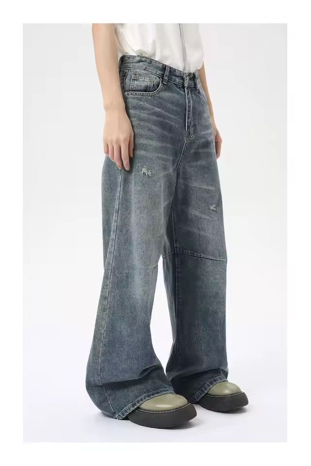 Jean Streetwear Washed Baggy Straight Wide Leg Jeans Size US 32 / EU 48 - 5 Thumbnail