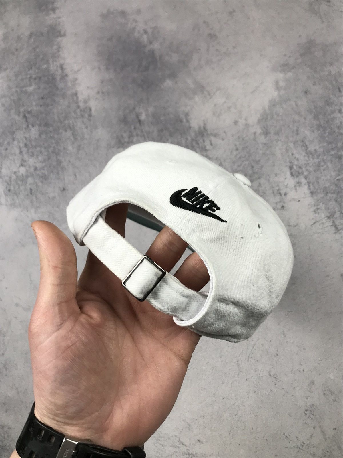 Nike × Vintage Vintage Nike Center Logo Swoosh Cap Hat Adjustable Drill Size ONE SIZE - 7 Thumbnail