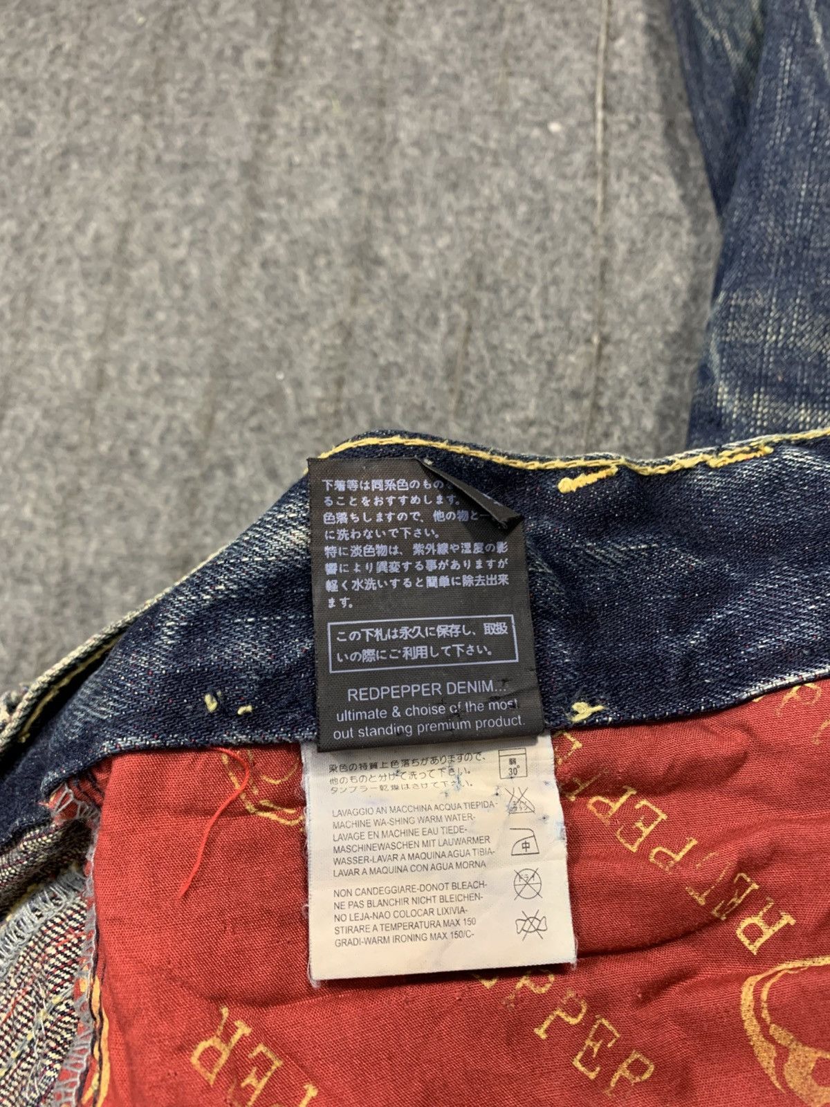 Japanese Brand Red Pepper Gold Label Embroidery Logo Indigo Denim Jeans Size US 30 / EU 46 - 11 Thumbnail