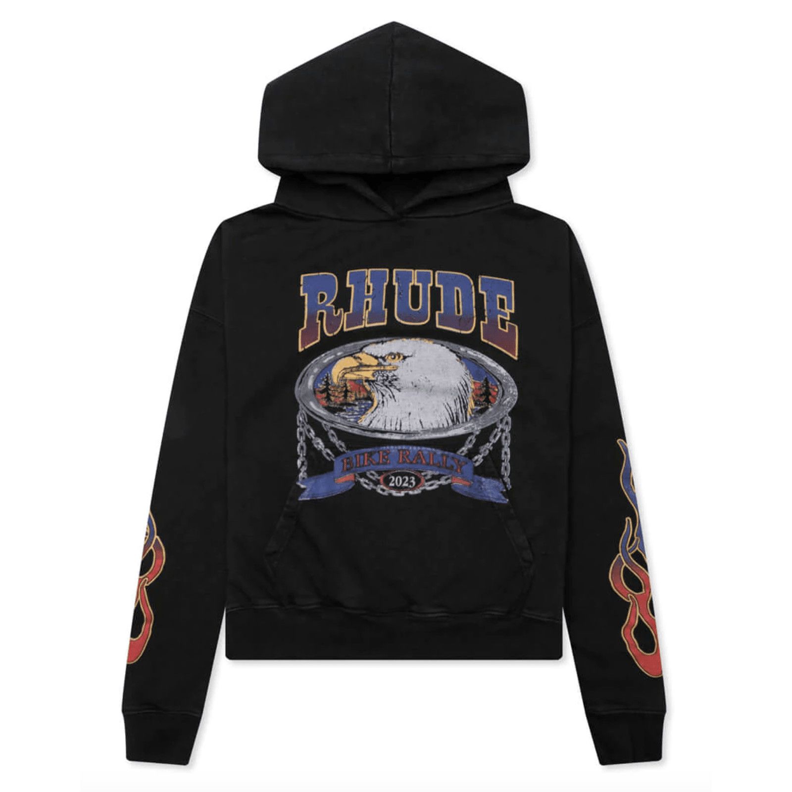 image of Rhude Screaming Eagle Hooded Sweatshirt Vintage Black, Men's (Size XL)