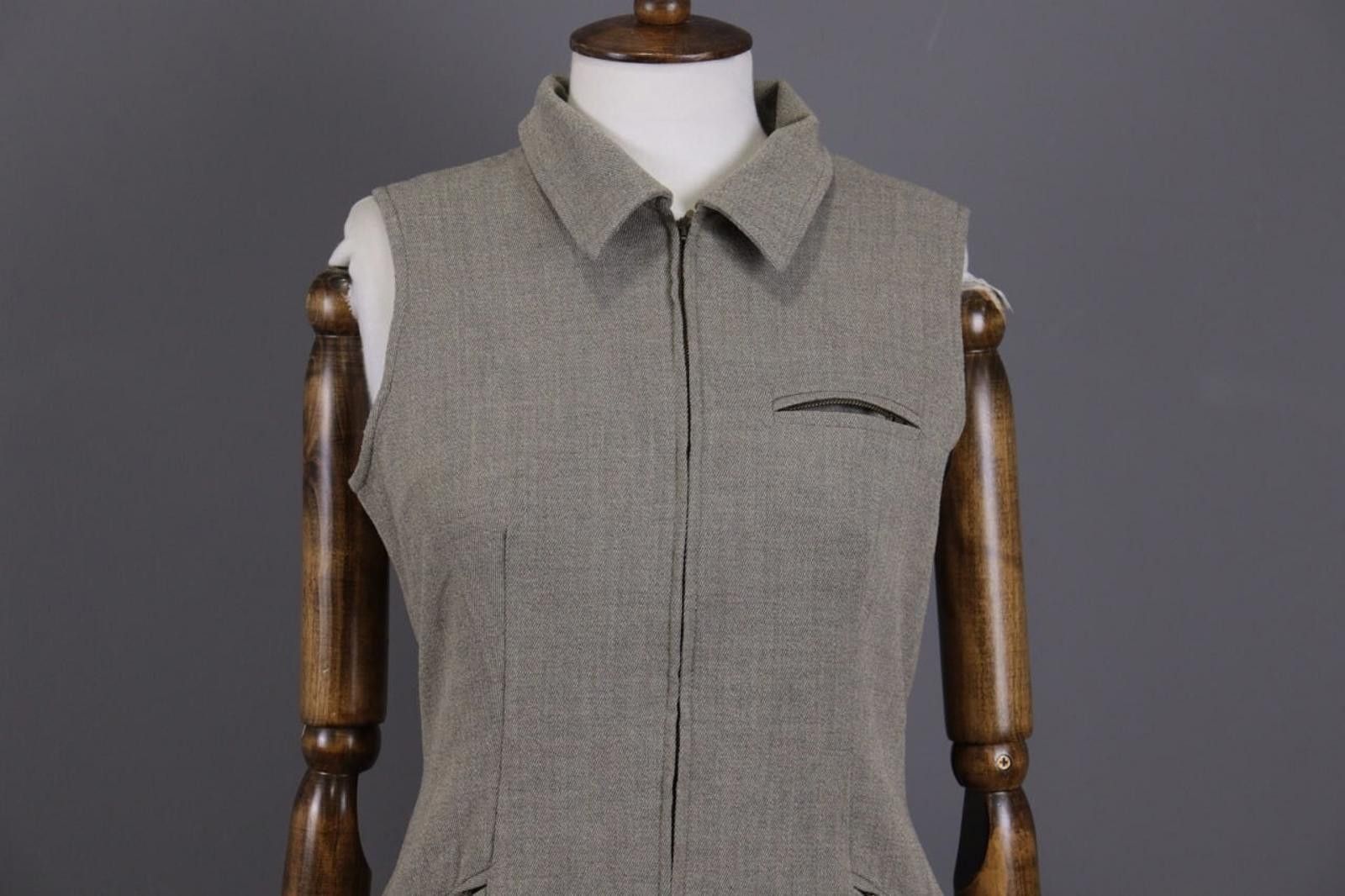 Guy Laroche Guy Laroche Gray Sleeveless Full Zip Bodycon Knee Dress 38 Size M / US 6-8 / IT 42-44 - 2 Thumbnail