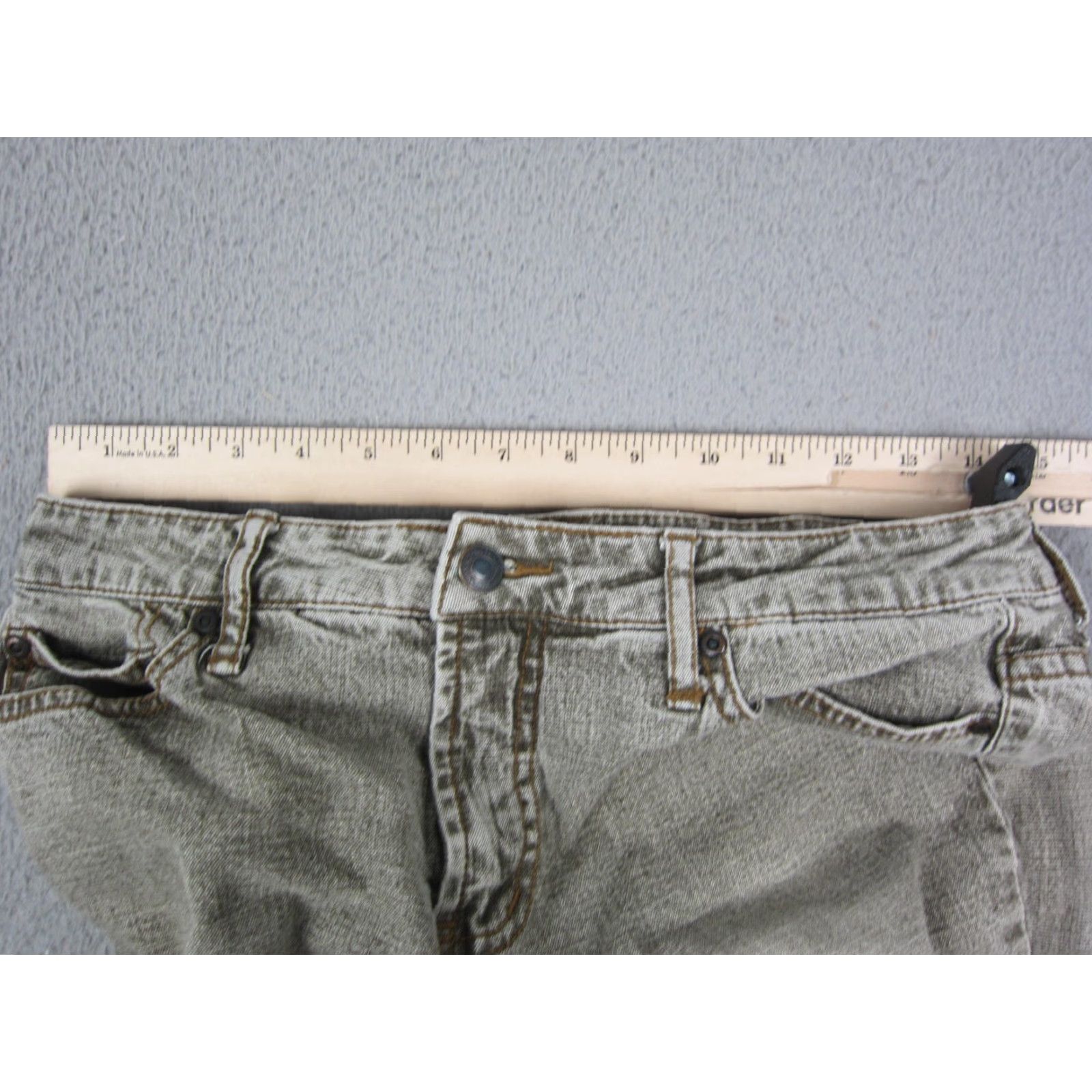 Mossimo Mossimo Jeans Womens 7 Gray Stretch Low Rise Flare Straight Baggy Denim Size 29 Inseam 30 in Size 28" / US 6 / IT 42 - 7 Thumbnail