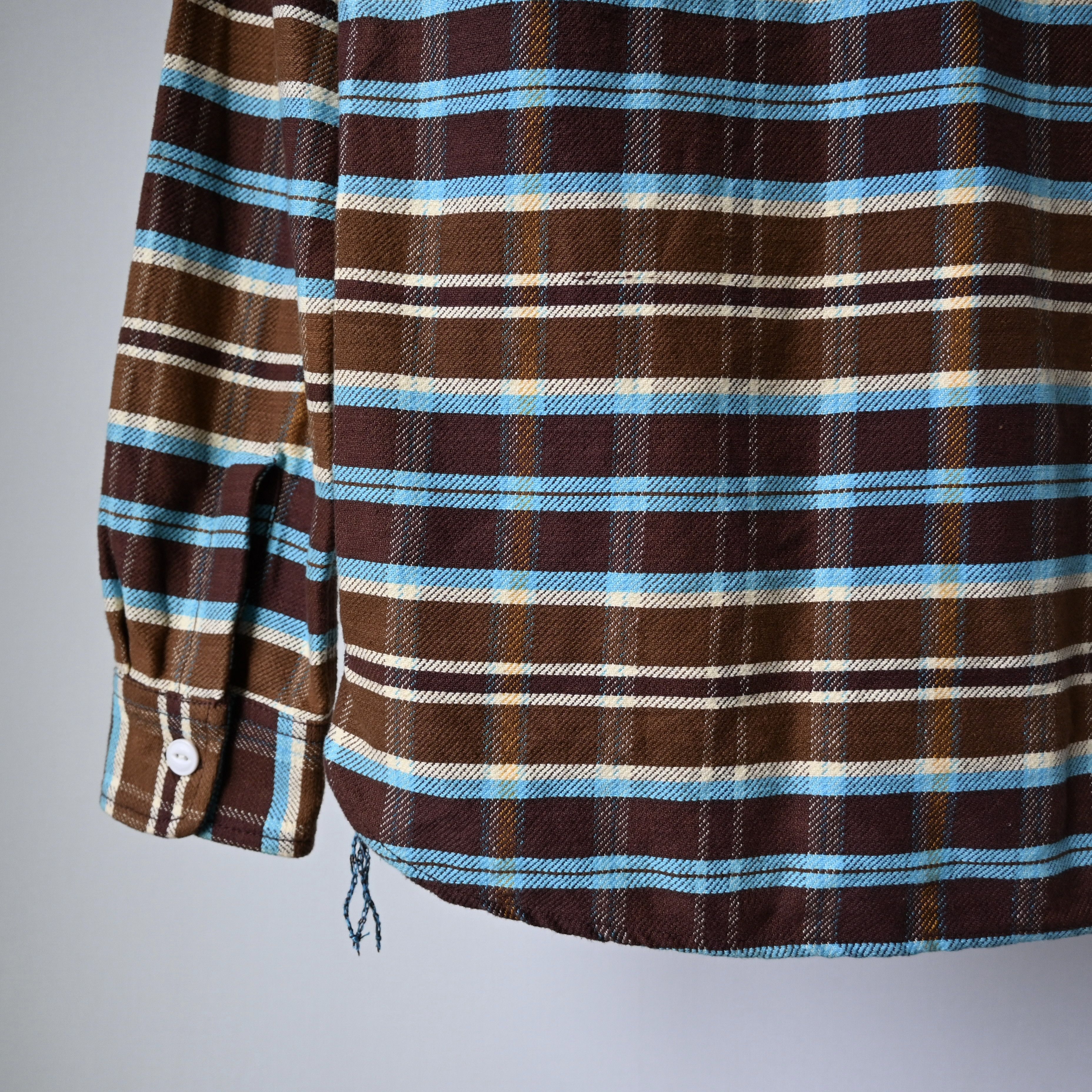 Japanese Brand UNUSED, Houston heavyweight flannel shirt, brown x turquoise Size US M / EU 48-50 / 2 - 4 Thumbnail