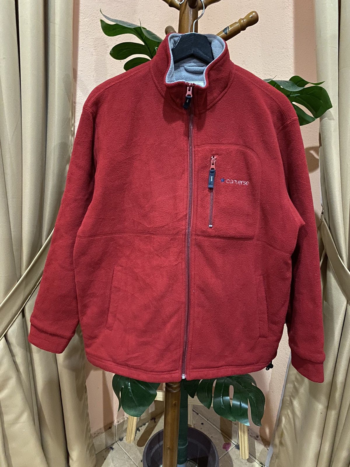 Converse Converse Red Fleece Jacket Full-Zip Warm Outerwear Size US S / EU 44-46 / 1 - 3 Thumbnail