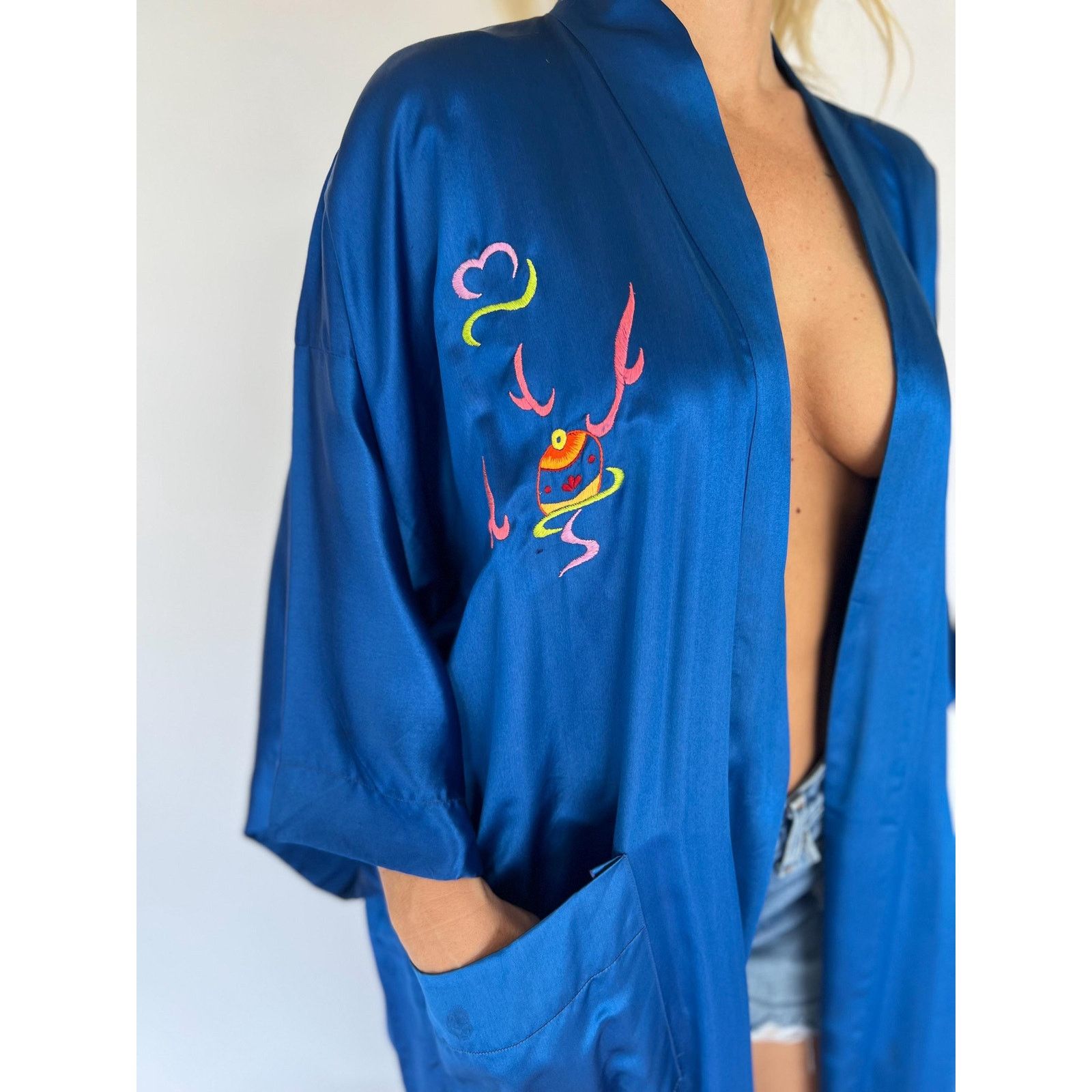 Vintage VTG Dragon Duster Kimono Lounge Maxi Robe Unisex OS Size L / US 10 / IT 46 - 4 Thumbnail