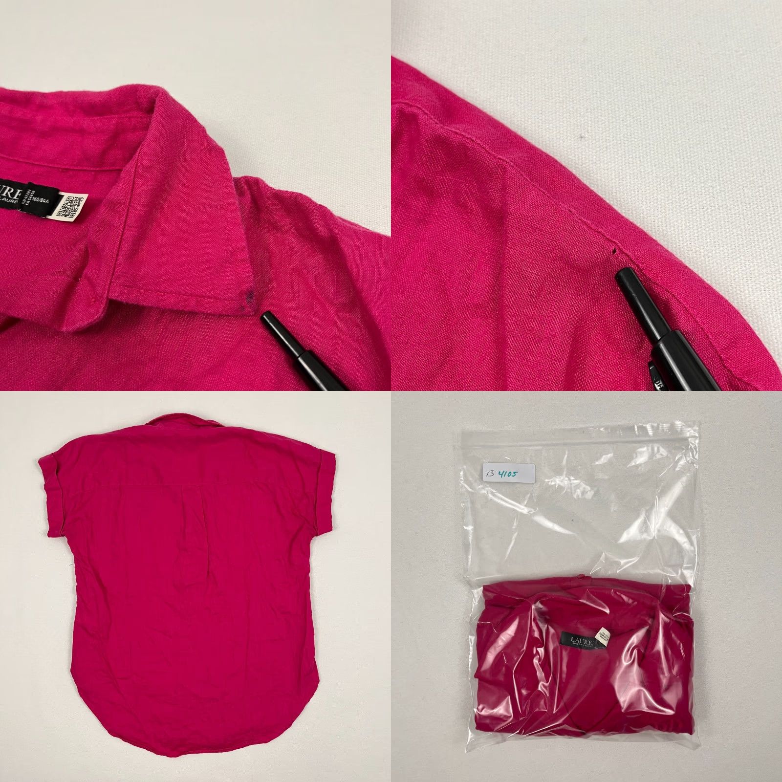 Ralph Lauren Lauren Ralph Lauren Womens Small Pink Linen Embroidered Rolled Cuff Beach Prep Shirt Size S / US 4 / IT 40 - 8 Thumbnail