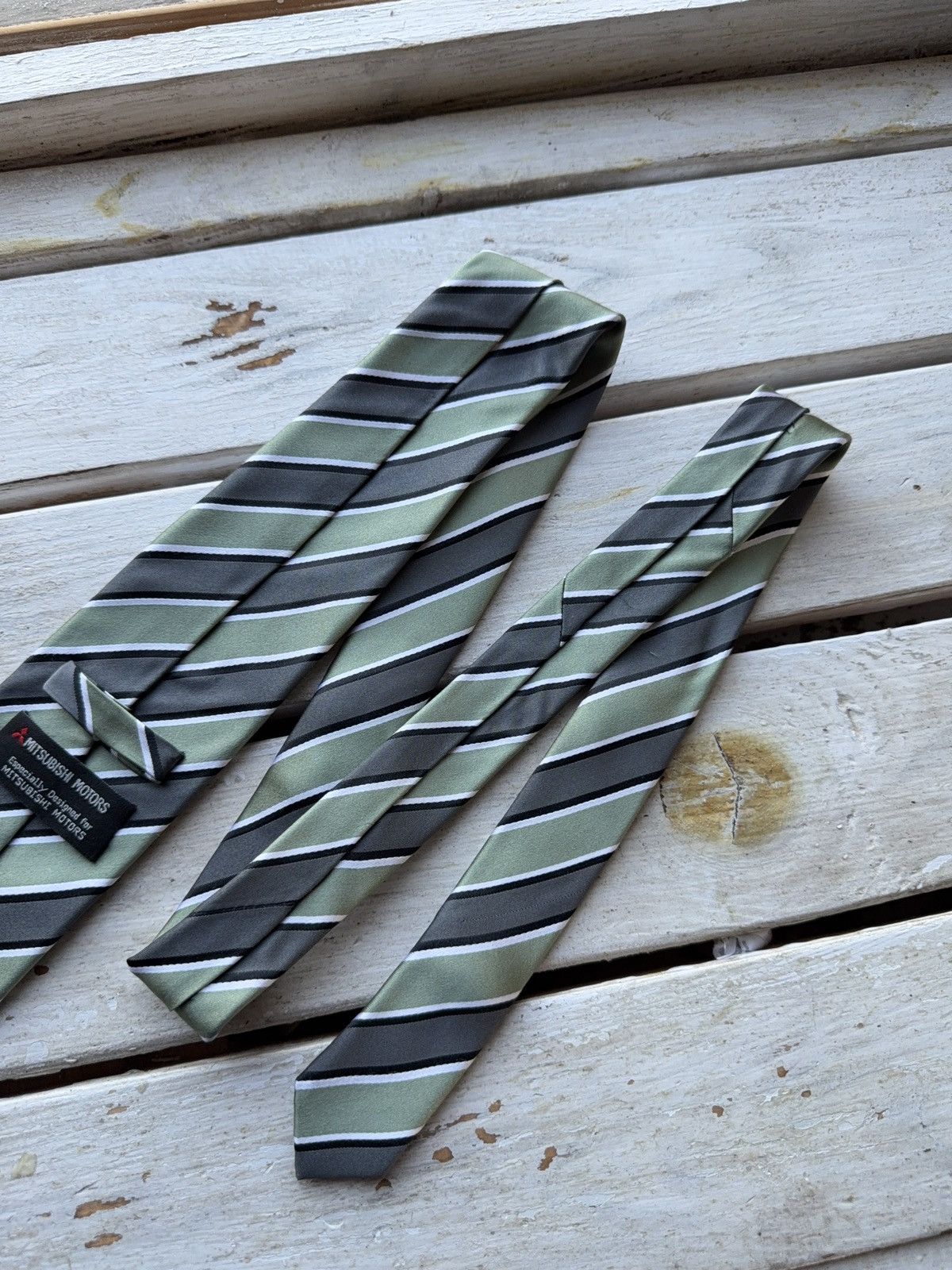 Japanese Brand × Vintage Mitsubishi Motors Tie Striped Silk Promo Germany Vintage Size ONE SIZE - 6 Thumbnail