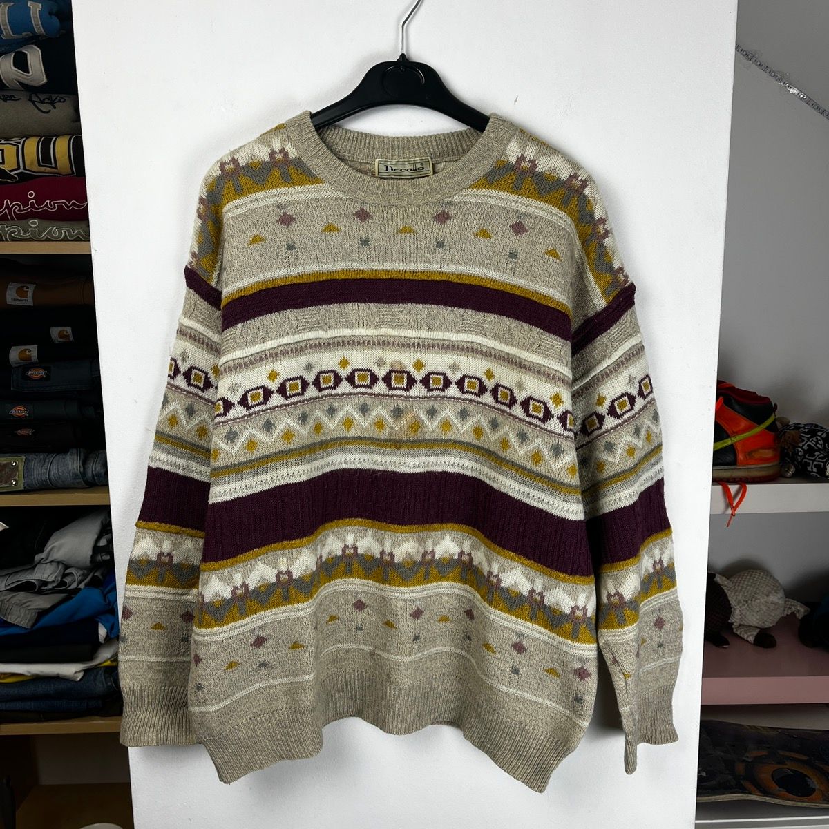 Pre-owned Coloured Cable Knit Sweater X Vintage 90's Cable Knit Ugly Sweater Very Hype In Beige