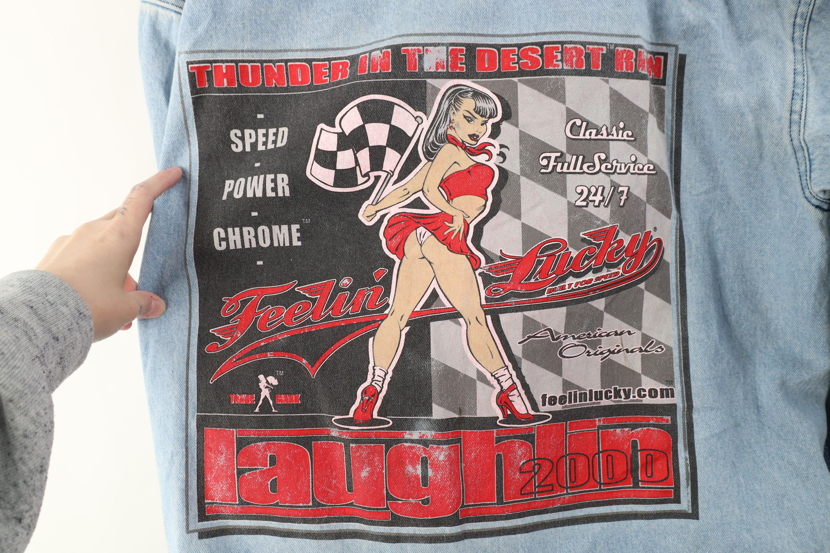 Vintage Vintage 2000 Desert Run Laughlin Pinup Girl Trucker Jacket Size US XL / EU 56 / 4 - 11 Thumbnail
