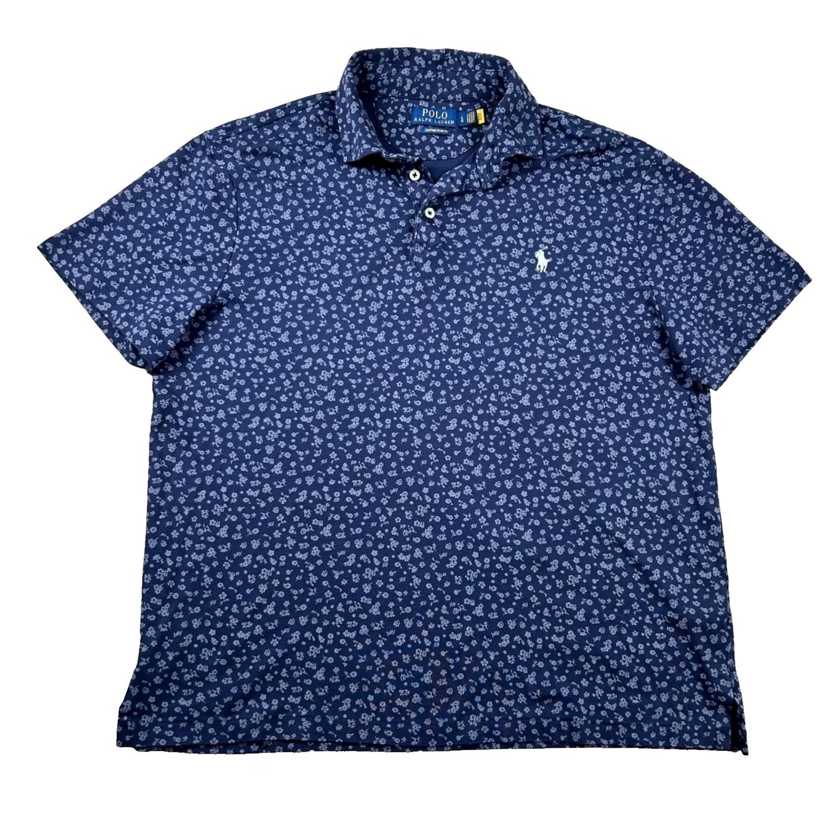 Polo Ralph Lauren Polo Ralph Lauren Shirt Mens L Floral Golf Polo Custom Fit Navy Blue 100% Cotton Knit Short Sleeve Polo Shirt Boys? Size US L / EU 52-54 / 3 - 2 Thumbnail