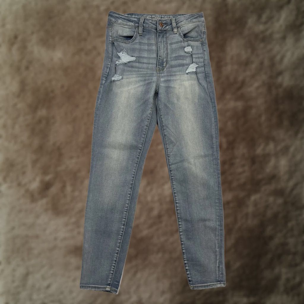 American Eagle Outfitters VINTAGE American Eagle AE Washed Jegging Size 8 Ripped, Super Hi Rise Size 30" / US 8 / IT 44 - 1 Thumbnail