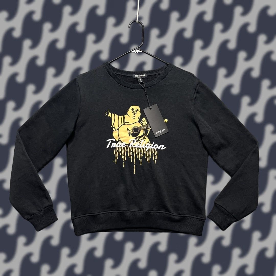 True Religion VINTAGE True Religion Sweatshirt Womens Small Black Buddha Dot Crewneck Gold Graphic Size S / US 4 / IT 40 - 1 Thumbnail