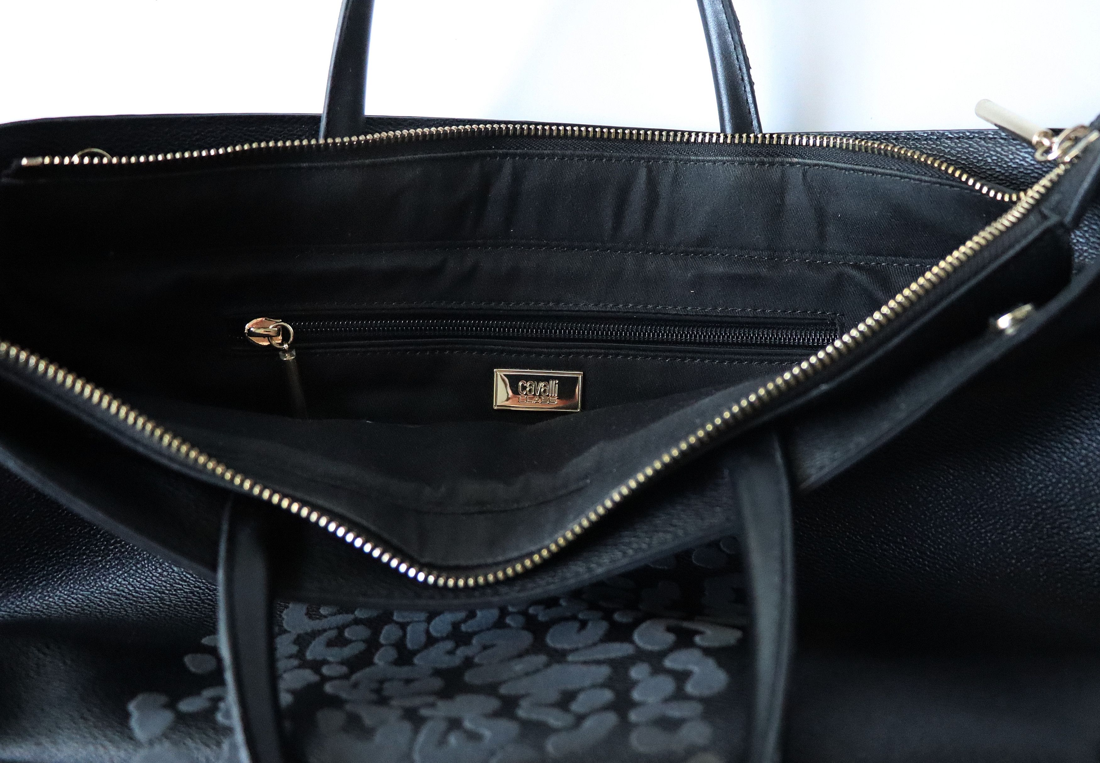 Cavalli Class Black Top Handle Bag Handbag Tote Bag Size ONE SIZE - 6 Thumbnail