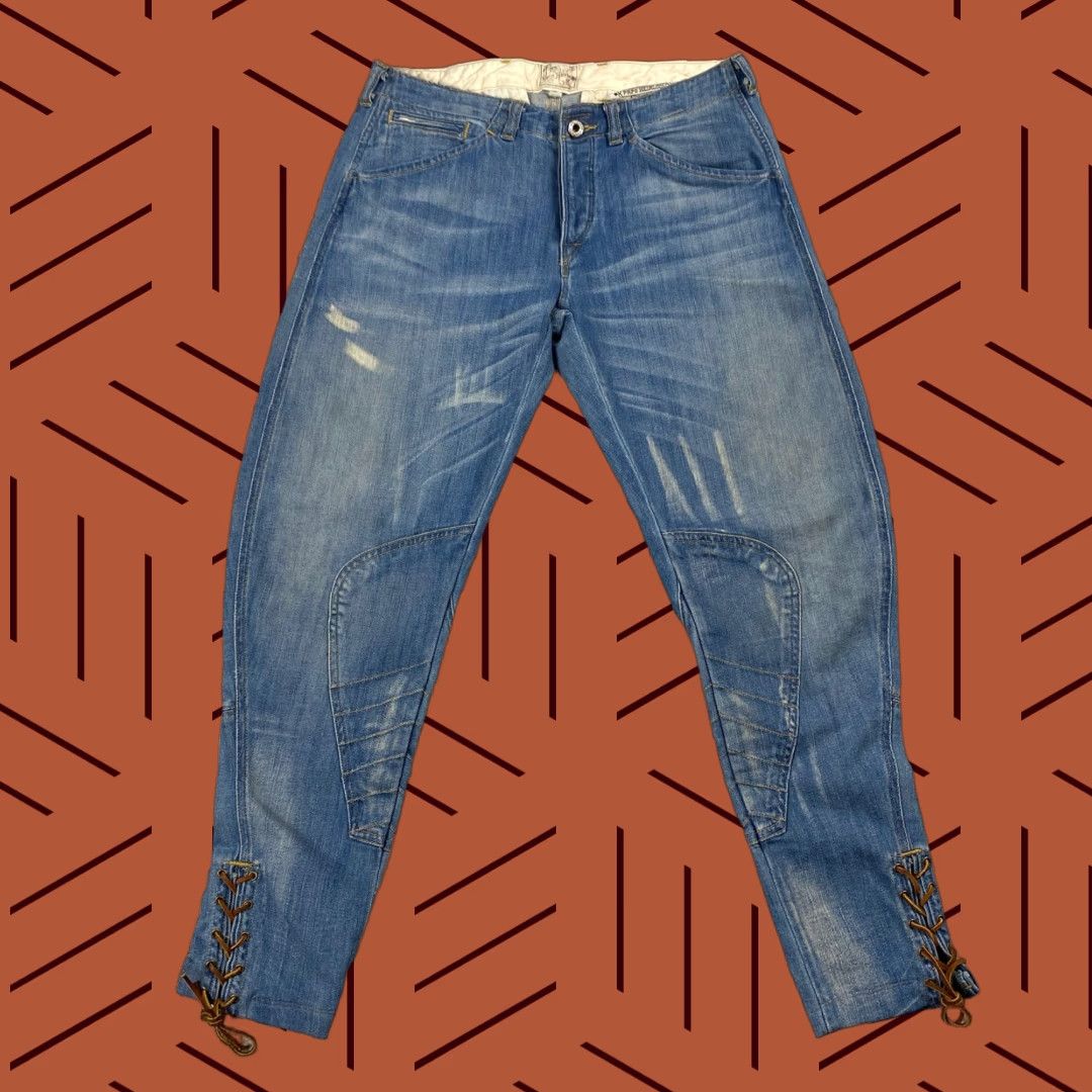 Prps VINTAGE PRPS Heirloom Denim Jeans Lace-Up Ankle Distressed Polo Riding Size 25 Blue Womens Size 42" / US 20 - 1 Thumbnail