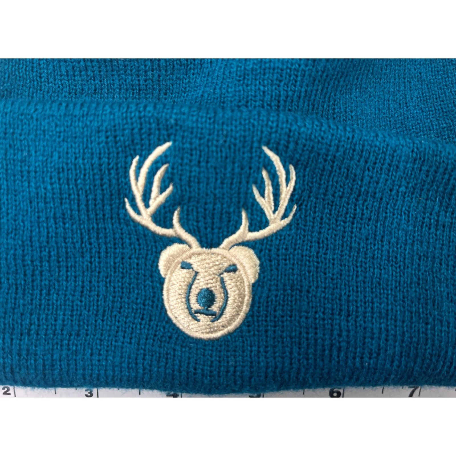 Vintage Cirque Mountain Apparel Beanie Toque Adult One Size Blue Knit Acrylic Beer Deer Pom Hats Mens Size ONE SIZE - 2 Thumbnail