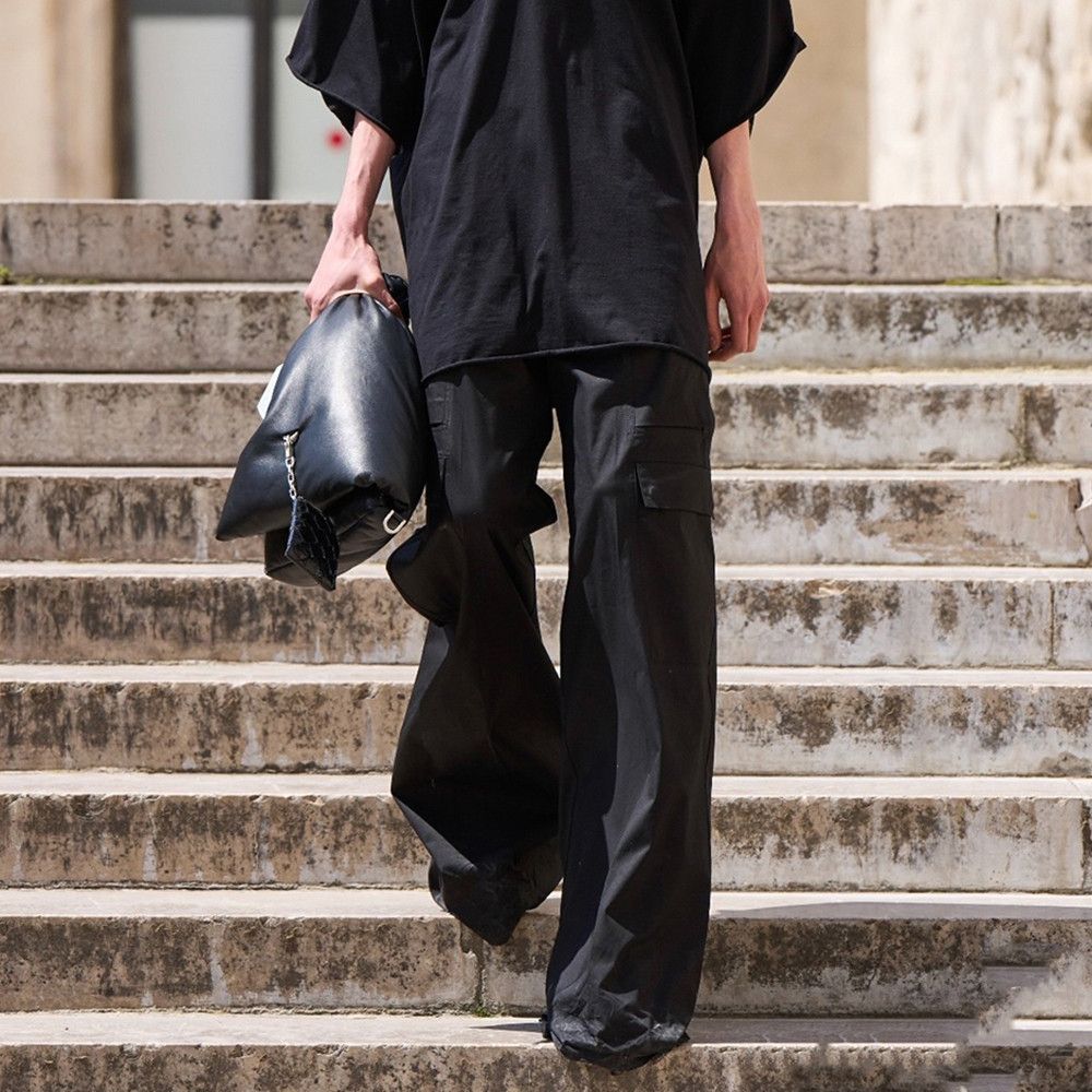 Japanese Brand Ro Style Wide Leg Drawstring Black Cargo Pants Size US 30 / EU 46 - 2 Thumbnail