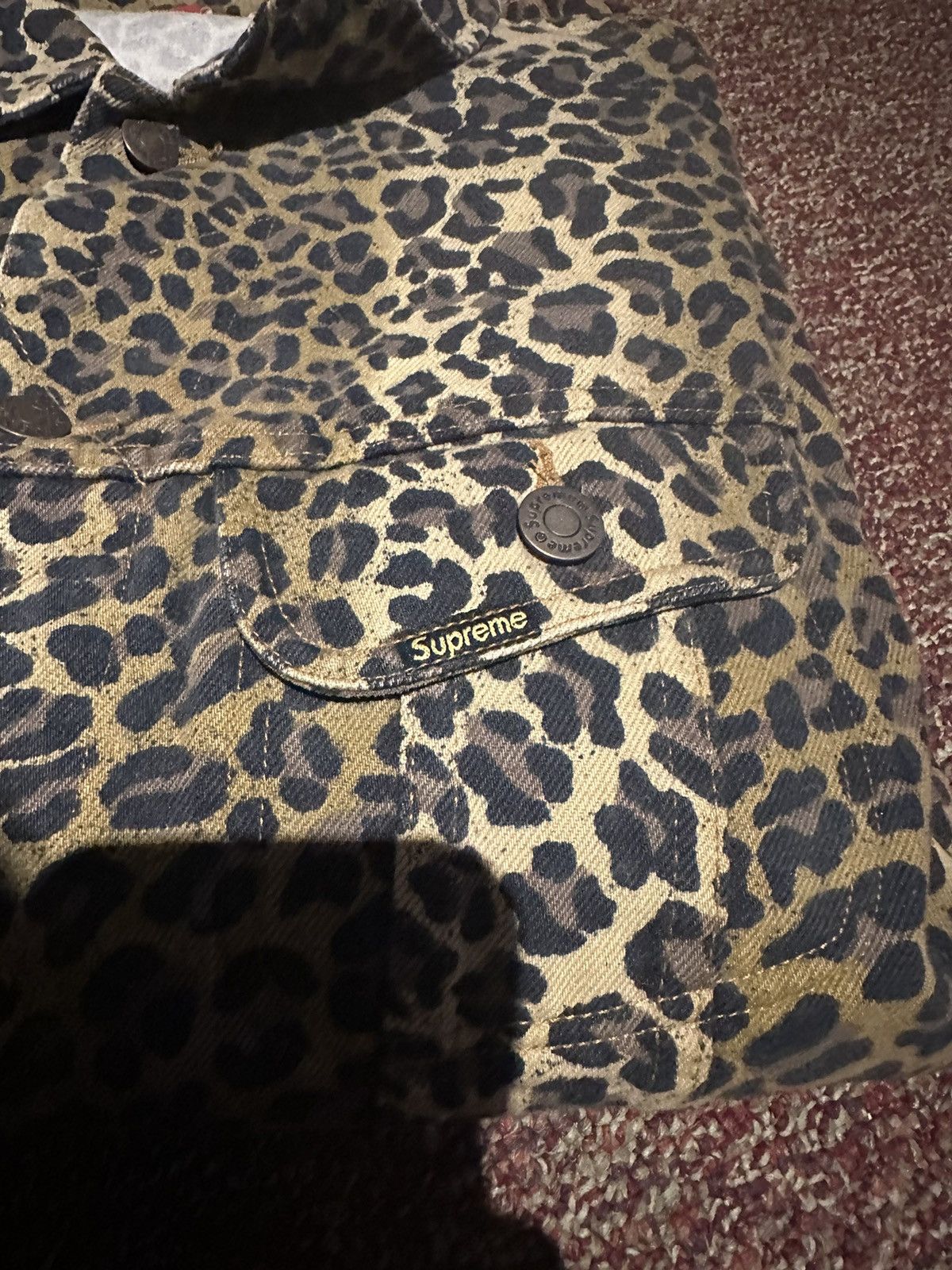Supreme × Levis Leopard Trucker Jacket FW12 SUPREME X LEVI'S DENIM LEOPARD JEAN JACKET BLACK M
