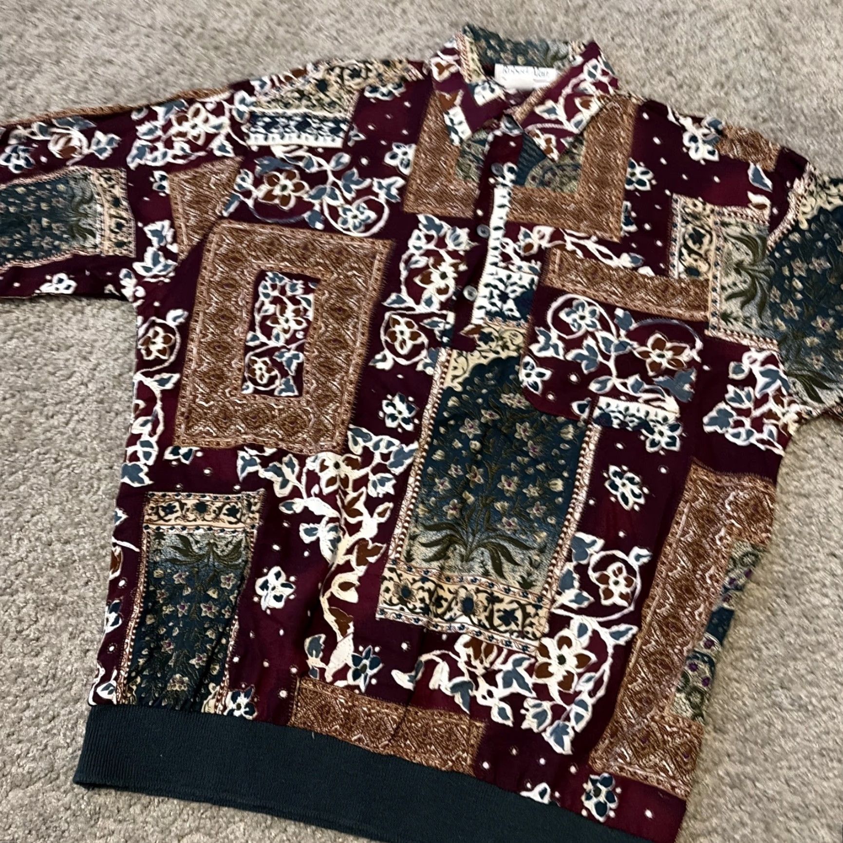 Vintage VINTAGE Robert Alan Blouse 1/2 Button Front Pullover Floral Wine Red M Womens 90s Size M / US 6-8 / IT 42-44 - 4 Thumbnail