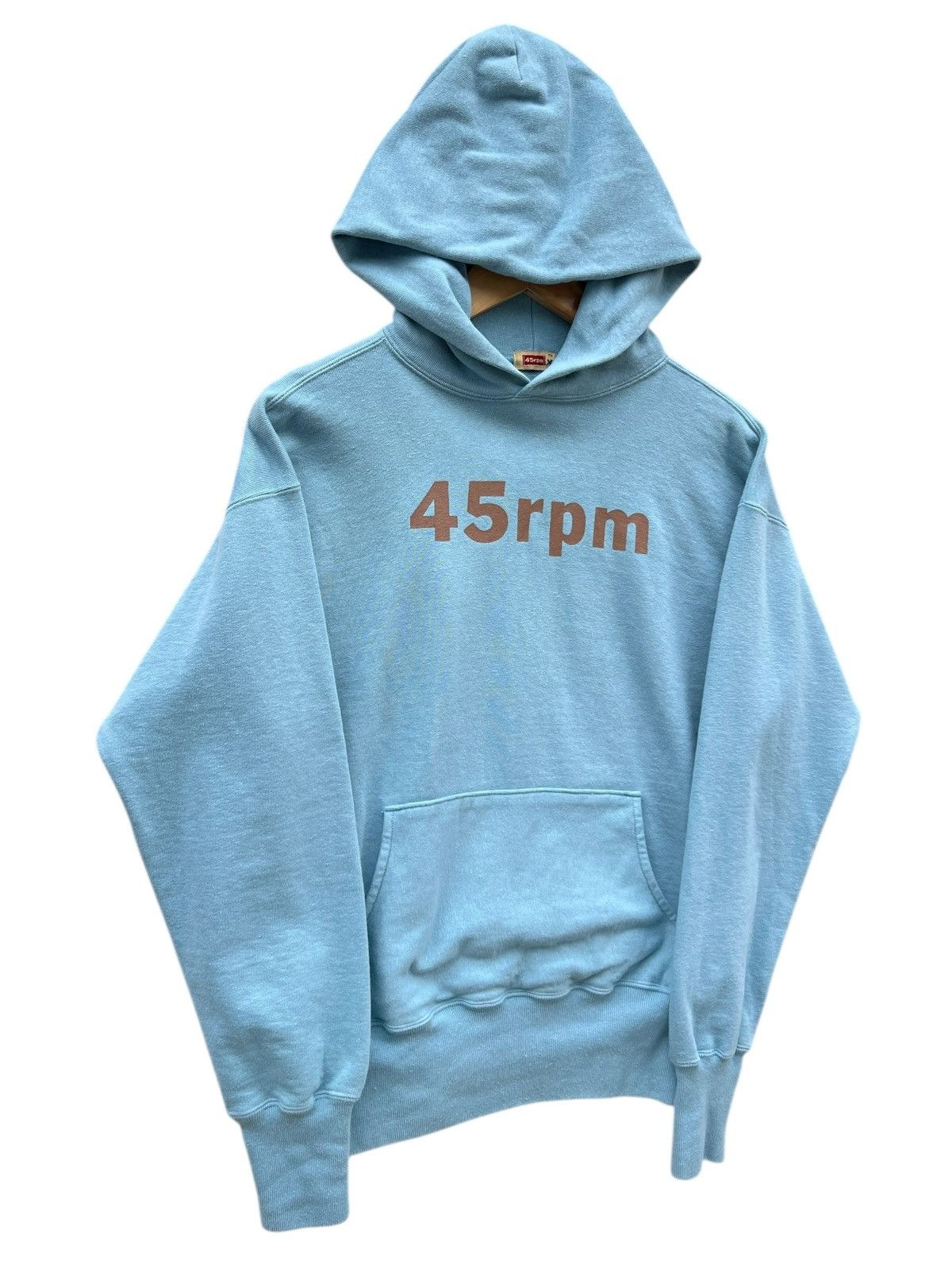 45rpm Vintage 45RPM Spellout Logo Soft Blue Hoodie Size US S / EU 44-46 / 1 - 2 Thumbnail