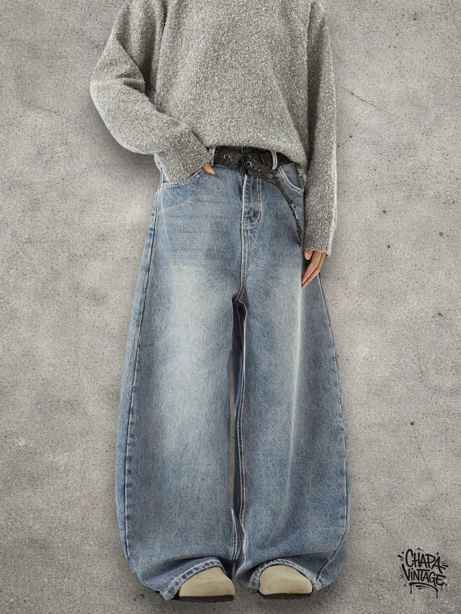 Vintage Wide leg baby blue jeans Size US 32 / EU 48 - 2 Thumbnail