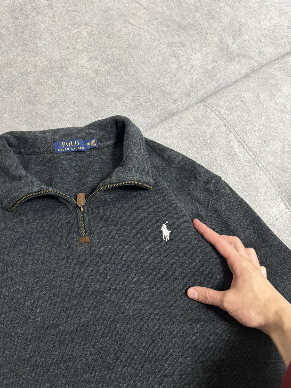 Polo Ralph Lauren × Vintage Vintage Polo Ralph Lauren 1/3 zip classic gray sweatshirt Size US XXL / EU 58 / 5 - 7 Thumbnail