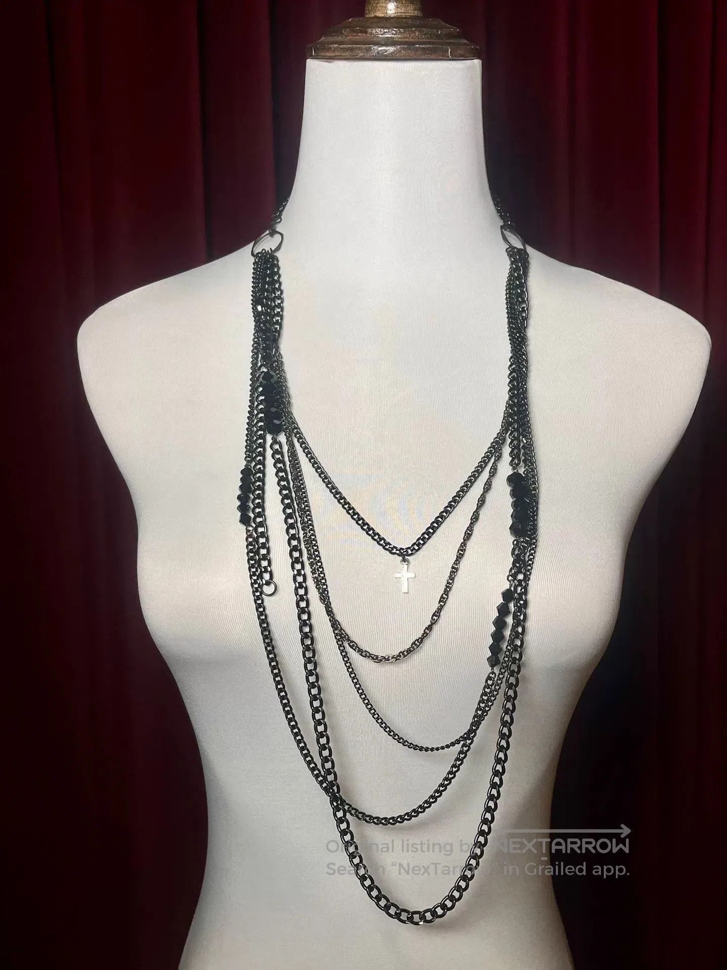 CIVARIZE adjustable black cross necklace with charms. Size ONE SIZE - 1 Thumbnail